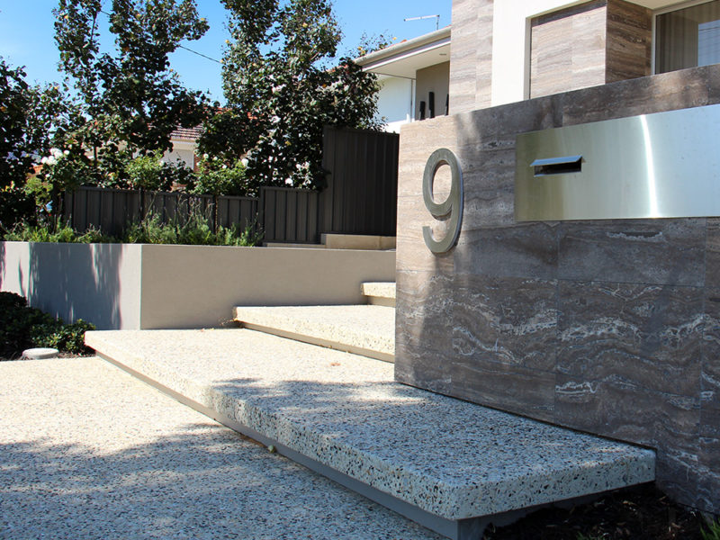 Retaining garden walls with feature letterbox