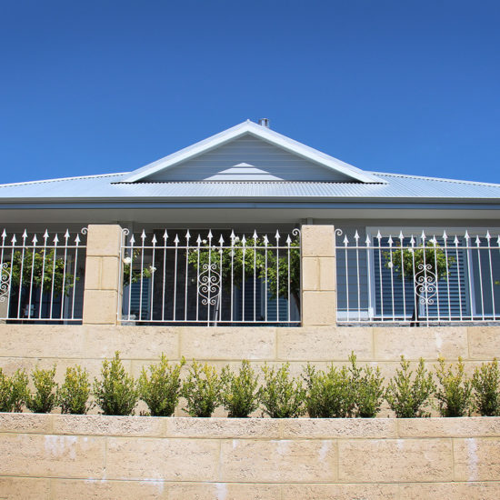 Retaining and piers in reconstituted limestone